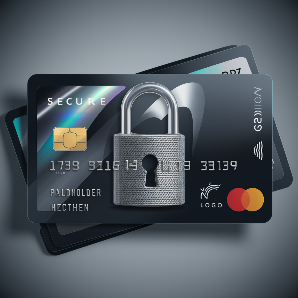 Image of a secured credit card with a padlock on the front